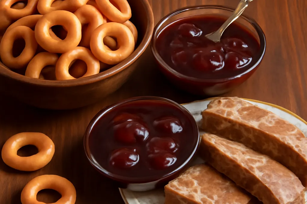 Assortiment de mignardises russes : sushki, varenié et priannik présentés sur une table