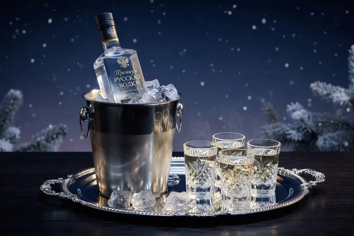 Vodka givrée dans des verres en cristal, service élégant sur plateau argenté